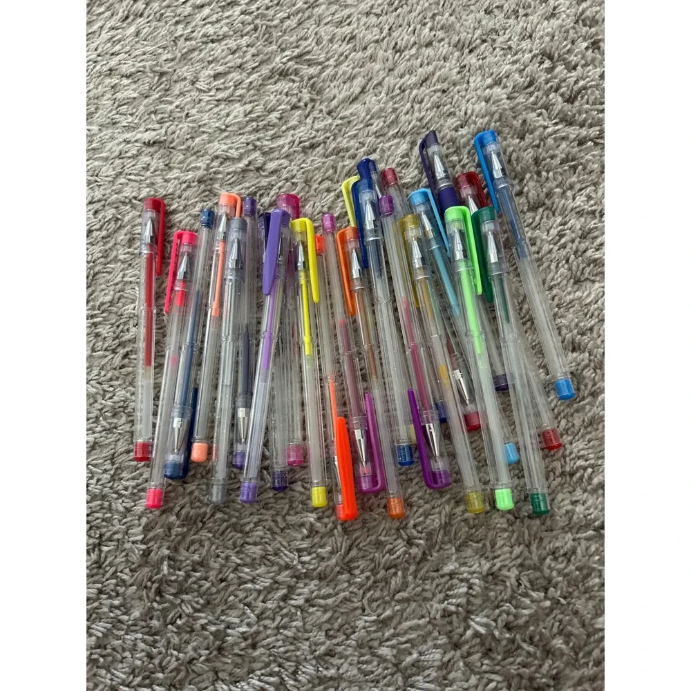 Bulk Assorted Gel Pens Lot Multicolor Neon Glitter Metallic Fine Tip 30+ Count